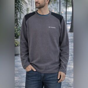 Columbia Fleece Pullover Men’s XL Gray Crewneck Athletic Outdoor Casual Sweater